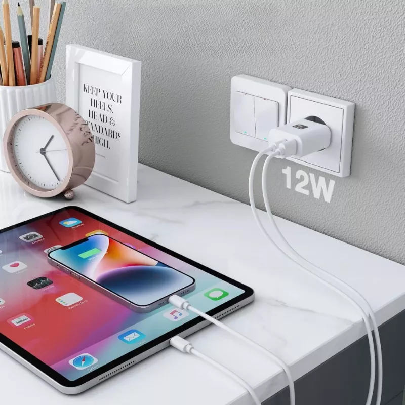 Techly IPW-USB-12W2A mobilo ierīču lādētājs Austiņas, Pārnēsājams skaļrunis, Ārējais akumulators, Viedtālrunis, Planšetdators Balts Maiņstrāva Iekštelpām