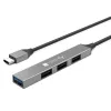 Techly IUSB32-HUB4C-3U2SLS klēpjdatora dokstacija/porta replikators, vadu, USB 3.2 Gen 1 (3.1 Gen 1) Type-C, pelēks