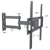 Techly 32-55 collu pilnas kustības LED LCD TV sienas stiprinājums, 400 x 400 mm, -15 - 10°, 10 - 90°, 180°, tērauds, melns