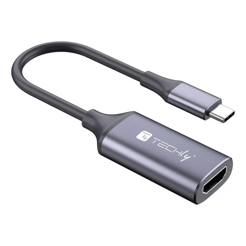 Techly I-USB-VIDEO-C4K video kabeļa adapteris HDMI Type A (Standard) USB Type-C Sudraba