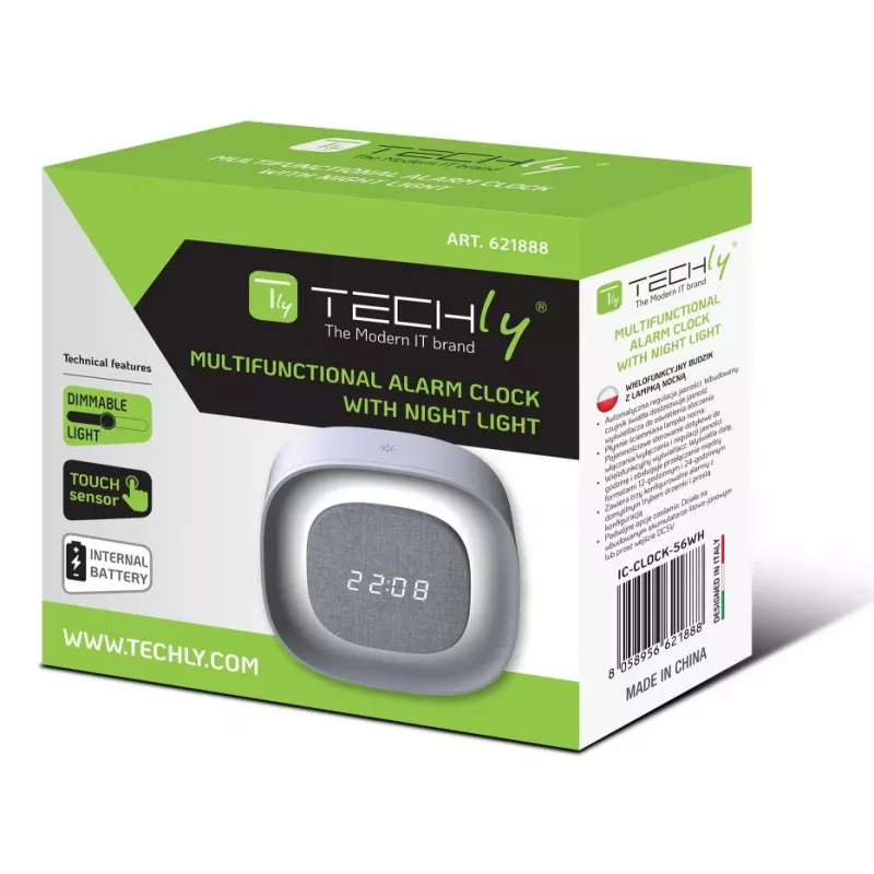 Techly IC-CLOCK-56WH modinātājpulkstenis Digitālais modinātājpulkstenis Pelēks, Balts