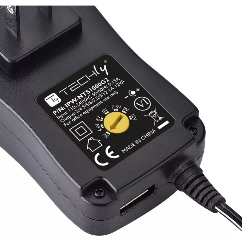 Techly IPW-NTS1000G2 barošanas adapteris/inverter Indoor 12 W Melns
