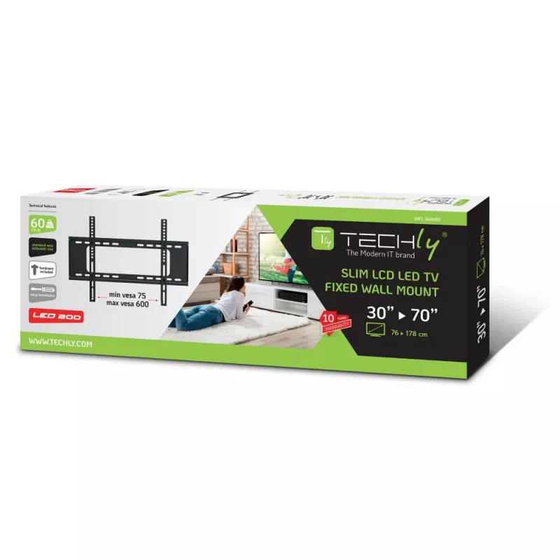 Techly ICA-PLB 262L TV stiprinājums/statīvs 177,8 cm (70 collas) melns
