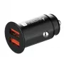 Techly Mini automašīnas lādētājs 2 porti USB-A Quick Charge 3.0 36W melnā metāla korpusā