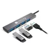 Techly IUSB32-HUB4A-4U3SL klēpjdatora dokstacija/portu replikators ar vadu USB 3.2 Gen 1 (3.1 Gen 1) Type-A pelēks