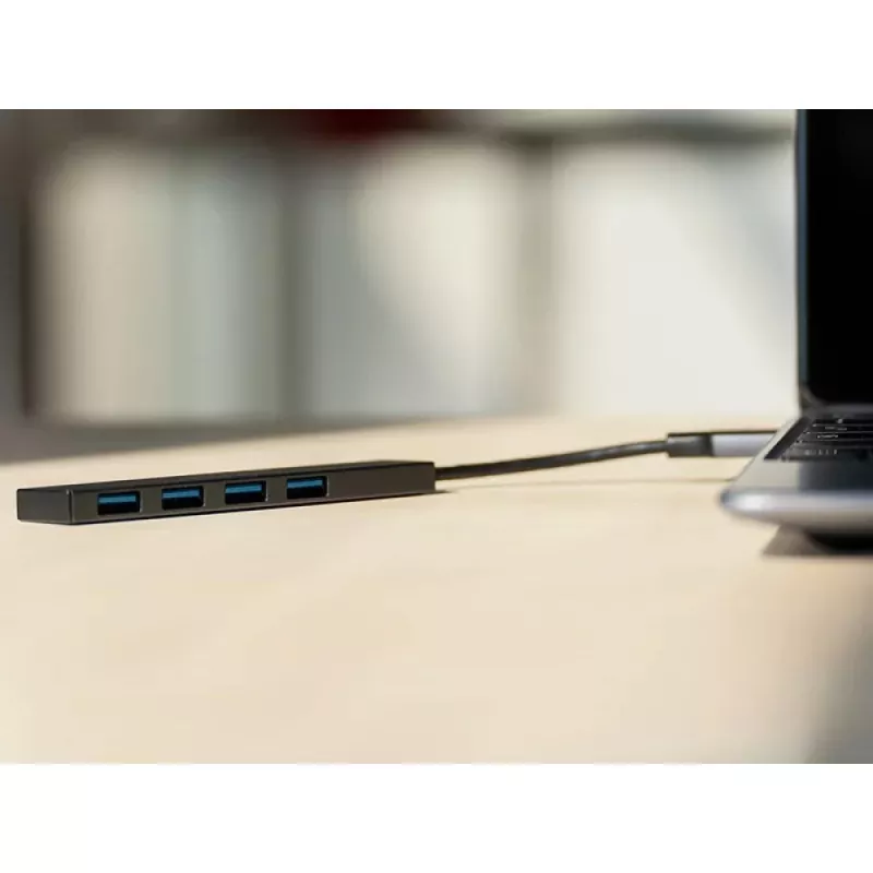 Techly IUSB32-HUB4A-4U3SL klēpjdatora dokstacija/portu replikators ar vadu USB 3.2 Gen 1 (3.1 Gen 1) Type-A pelēks