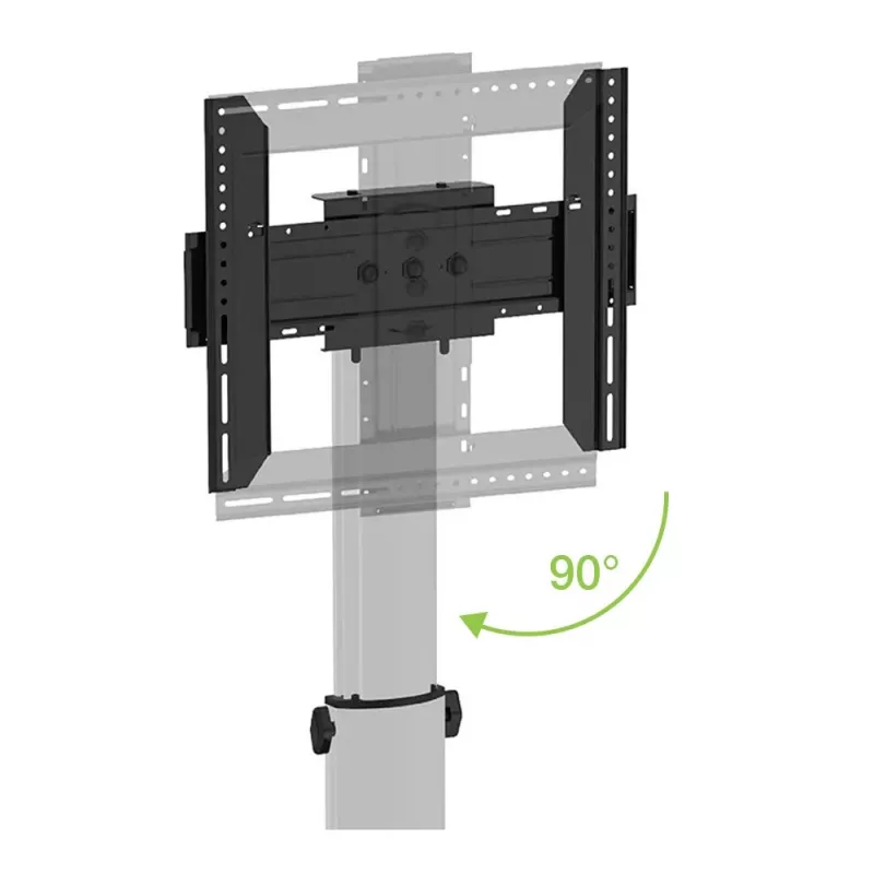 Techly grīdas statīvs televizoriem no 32 collām līdz 65 collām, 165,1 cm (65 collas), 400 x 200 mm, 600 x 400 mm, 90°, alumīnijs, melns, sudrabains