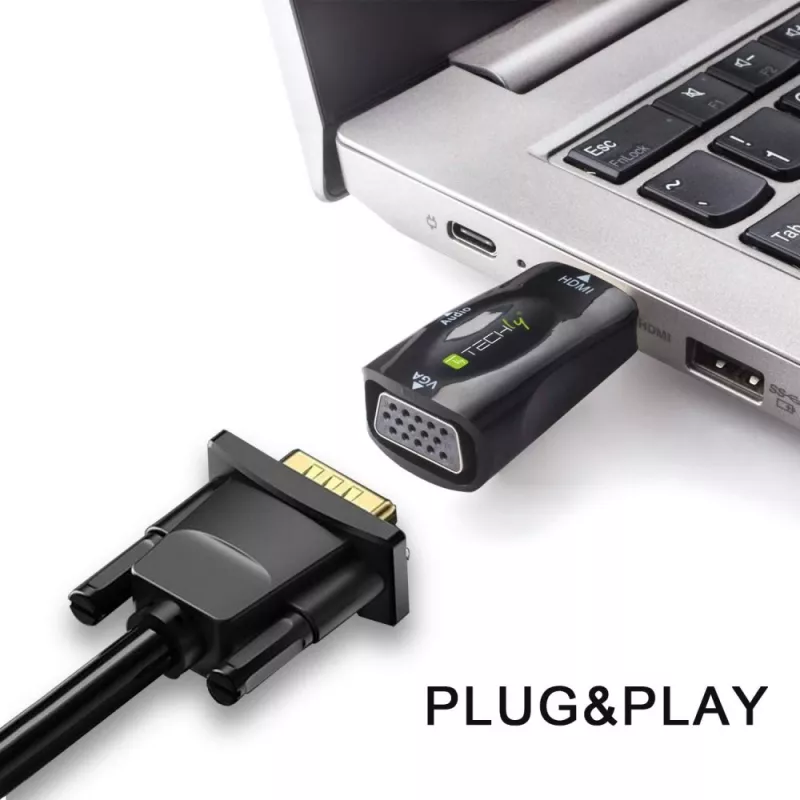 Techly IDATA HDMI-VGA2MABT2 video signāla pārveidotājs Pasīvais video pārveidotājs 1920 x 1080 pikseļi