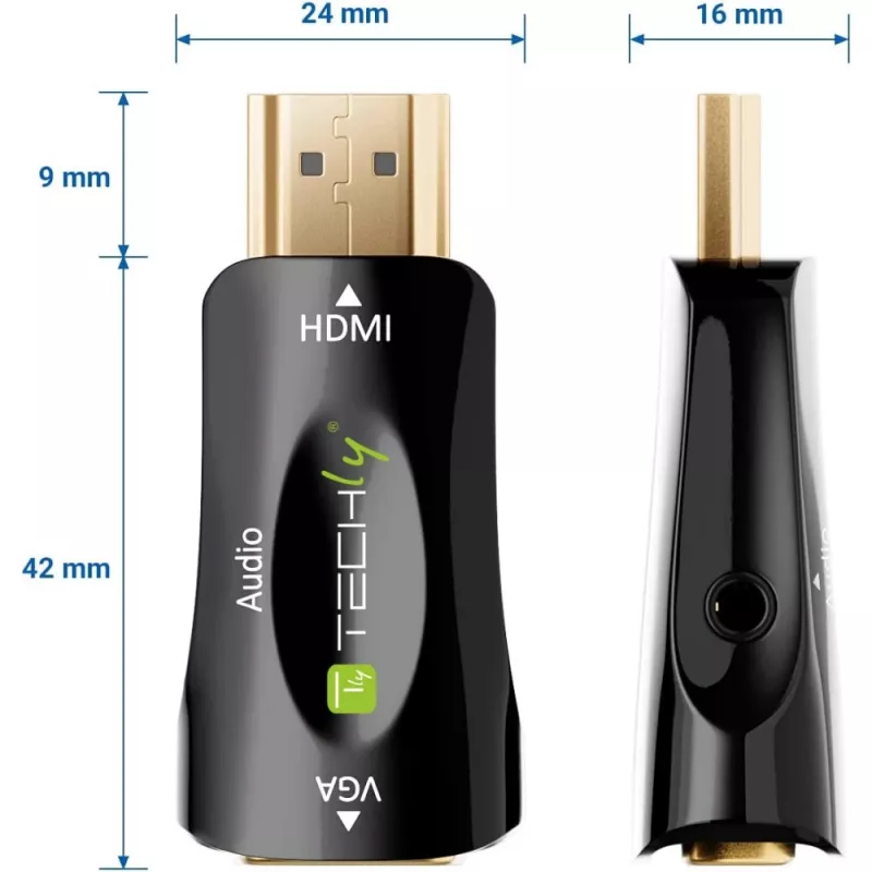 Techly IDATA HDMI-VGA2MABT2 video signāla pārveidotājs Pasīvais video pārveidotājs 1920 x 1080 pikseļi