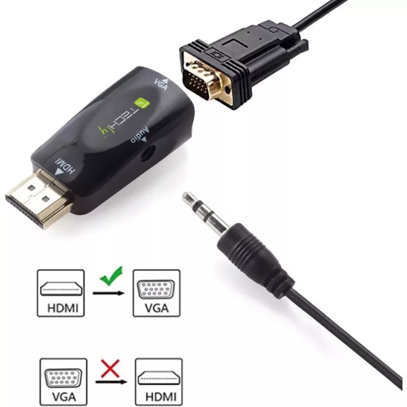 Techly IDATA HDMI-VGA2MABT2 video signāla pārveidotājs Pasīvais video pārveidotājs 1920 x 1080 pikseļi