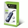 Techly IDATA USB-ETGIGA3CA klēpjdatora dokstacija/portu replikators, vadu, USB 3.2 Gen 1 (3.1 Gen 1) Type-A + Type-C, melns, sudrabains