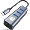Techly IDATA USB-ETGIGA3CA klēpjdatora dokstacija/portu replikators, vadu, USB 3.2 Gen 1 (3.1 Gen 1) Type-A + Type-C, melns, sudrabains