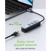 Techly IDATA USB-ETGIGA3CA klēpjdatora dokstacija/portu replikators, vadu, USB 3.2 Gen 1 (3.1 Gen 1) Type-A + Type-C, melns, sudrabains