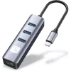 Techly IDATA USB-ETGIGA3CA klēpjdatora dokstacija/portu replikators, vadu, USB 3.2 Gen 1 (3.1 Gen 1) Type-A + Type-C, melns, sudrabains