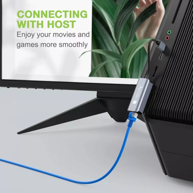 Techly IDATA USB-ETGIGA-CA klēpjdatora dokstacija/porta replikators Vadu USB 3.2 Gen 1 (3.1 Gen 1) Type-C Melna, Sudraba