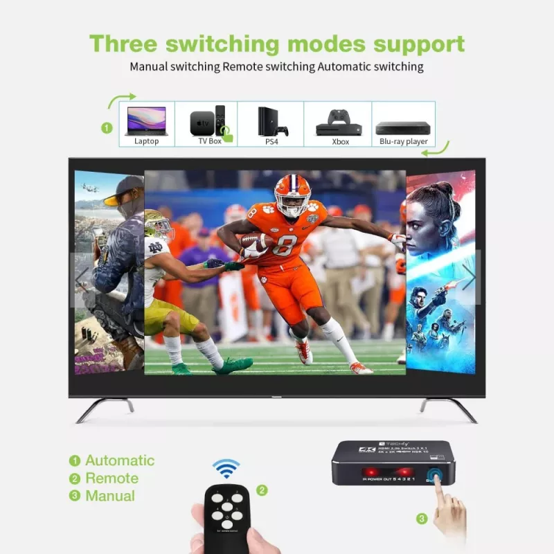 Techly IDATA HDMI2-4K5160B video pārslēdzējs HDMI