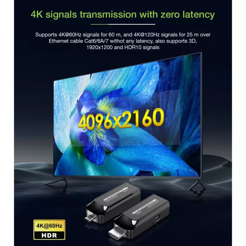 Techly IDATA EXT-600HC AV paplašinātājs AV raidītājs un uztvērējs Melns