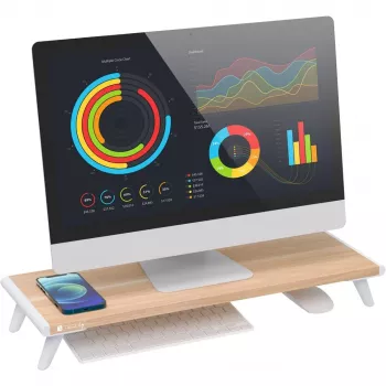 Techly ICA-MS 389 monitoru stiprinājums/statīvs galds Balts, Koks