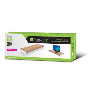 Techly ICA-MS 389 monitoru stiprinājums/statīvs galds Balts, Koks