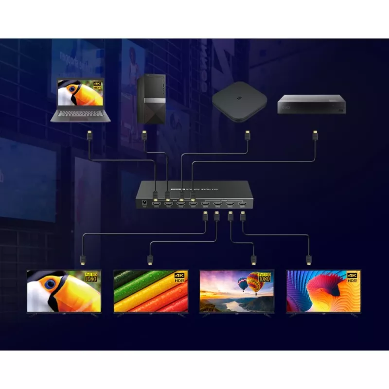 Techly IDATA HDMI-MX44 matricas pārslēgs AV matricas pārslēgs 4 W