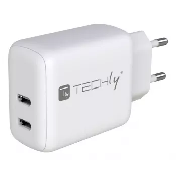 Techly IPW-USB-2C35W mobilās ierīces lādētājs Klēpjdators, Viedtālrunis, Planšetdators Balts Maiņstrāva Ātrā uzlāde Iekštelpās