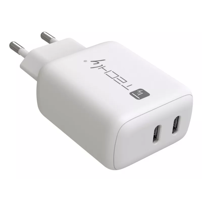 Techly IPW-USB-2C35W mobilās ierīces lādētājs Klēpjdators, Viedtālrunis, Planšetdators Balts Maiņstrāva Ātrā uzlāde Iekštelpās