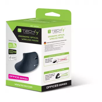 Techly IM 1100-VM-B pele medicīniska labās rokas RF bezvadu optiskā 3200 DPI