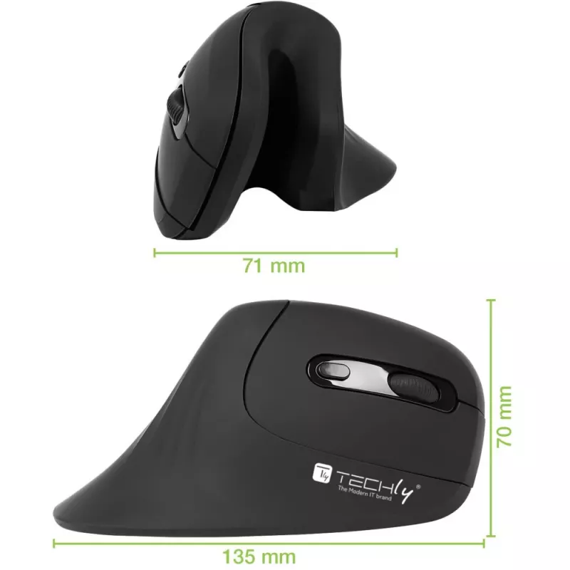 Techly IM 1100-VM-B pele medicīniska labās rokas RF bezvadu optiskā 3200 DPI