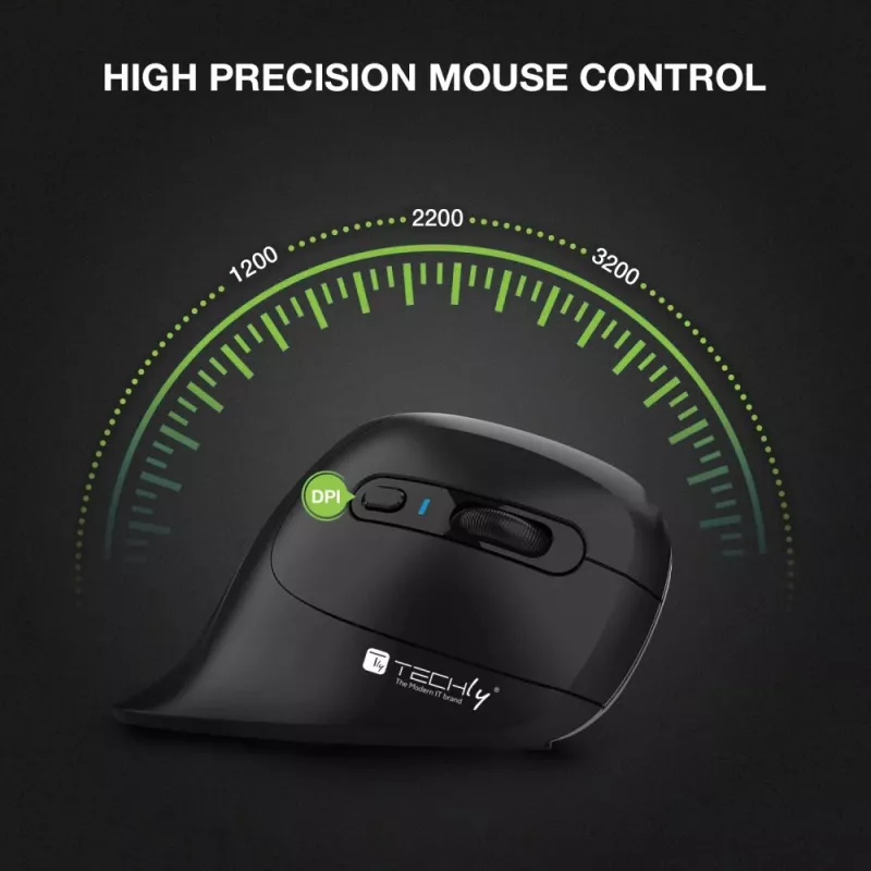 Techly IM 1100-VM-B pele medicīniska labās rokas RF bezvadu optiskā 3200 DPI