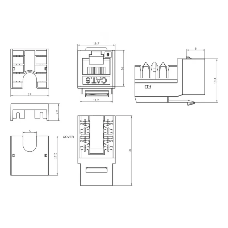 Techly IWP-KIT-C6U90 kontaktdakšas modulis