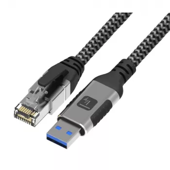 Techly ICOC U3A-RJ45-020 tīkla kabelis, sudraba, melns, 2 m, Cat6 F/UTP (FTP)
