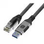 Techly ICOC U3A-RJ45-020 tīkla kabelis, sudraba, melns, 2 m, Cat6 F/UTP (FTP)