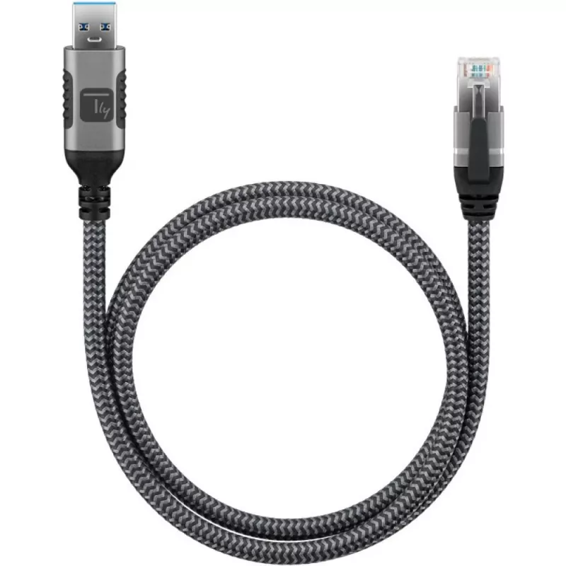 Techly ICOC U3A-RJ45-030 tīkla kabelis Sudraba, Melns 3 m Cat6 F/UTP (FTP)