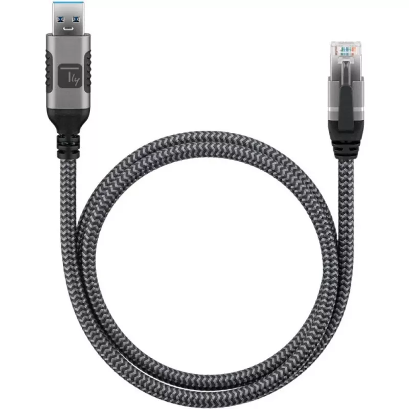 Techly ICOC U3A-RJ45-050 tīkla kabelis, sudraba, melns, 5 m, Cat6, F/UTP (FTP)