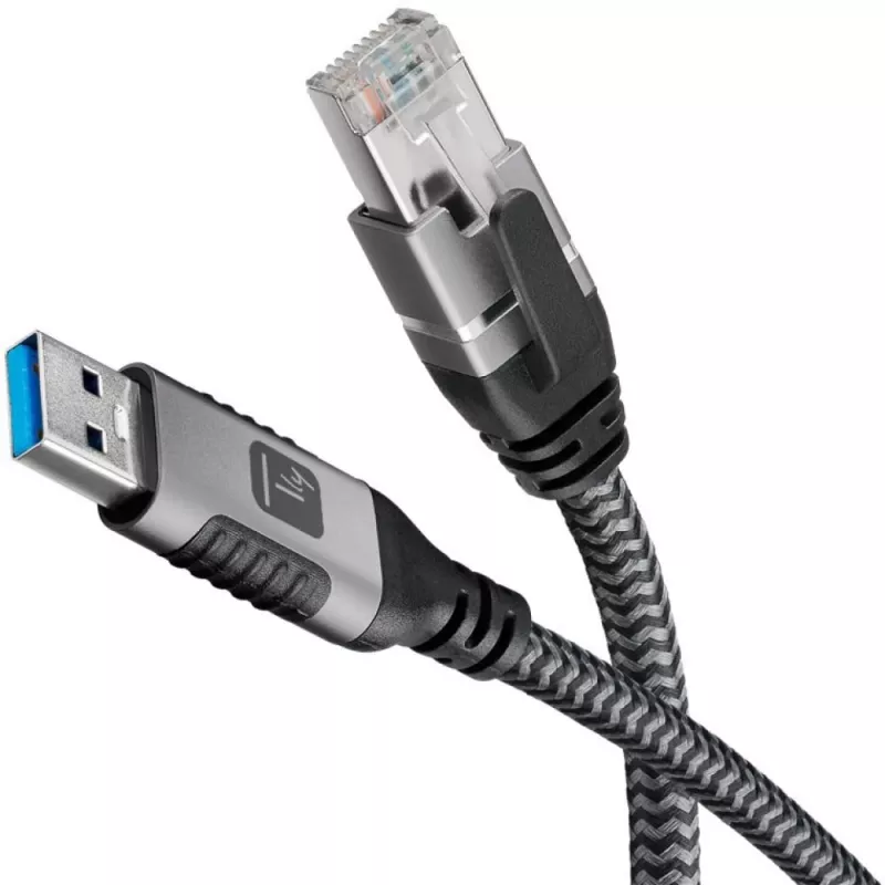 Techly ICOC U3A-RJ45-050 tīkla kabelis, sudraba, melns, 5 m, Cat6, F/UTP (FTP)
