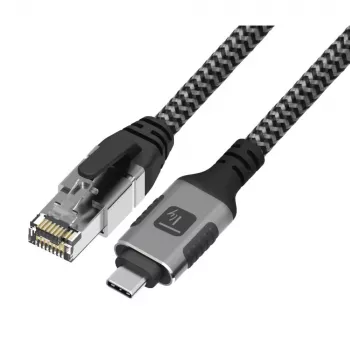 Techly ICOC U3C-RJ45-020 tīkla kabelis Sudraba, Melns 2 m Cat6 F/UTP (FTP)