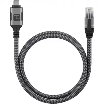 Techly ICOC U3C-RJ45-020 tīkla kabelis Sudraba, Melns 2 m Cat6 F/UTP (FTP)