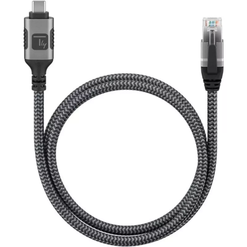 Techly ICOC U3C-RJ45-020 tīkla kabelis Sudraba, Melns 2 m Cat6 F/UTP (FTP)