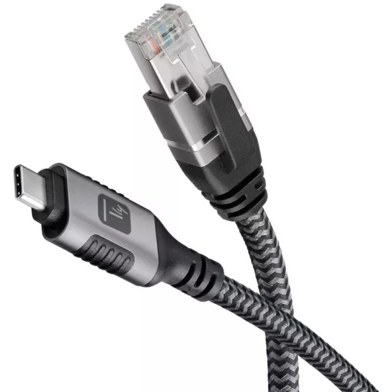 Techly ICOC U3C-RJ45-020 tīkla kabelis Sudraba, Melns 2 m Cat6 F/UTP (FTP)