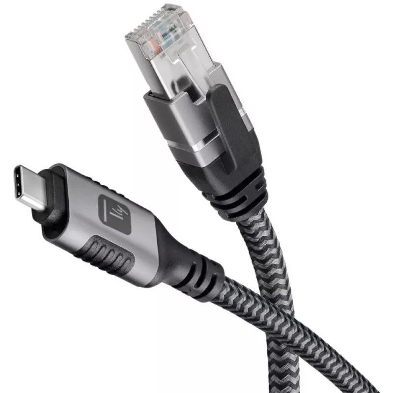 Techly ICOC U3C-RJ45-050 tīkla kabelis sudrabains, melns 5 m Cat6 F/UTP (FTP)