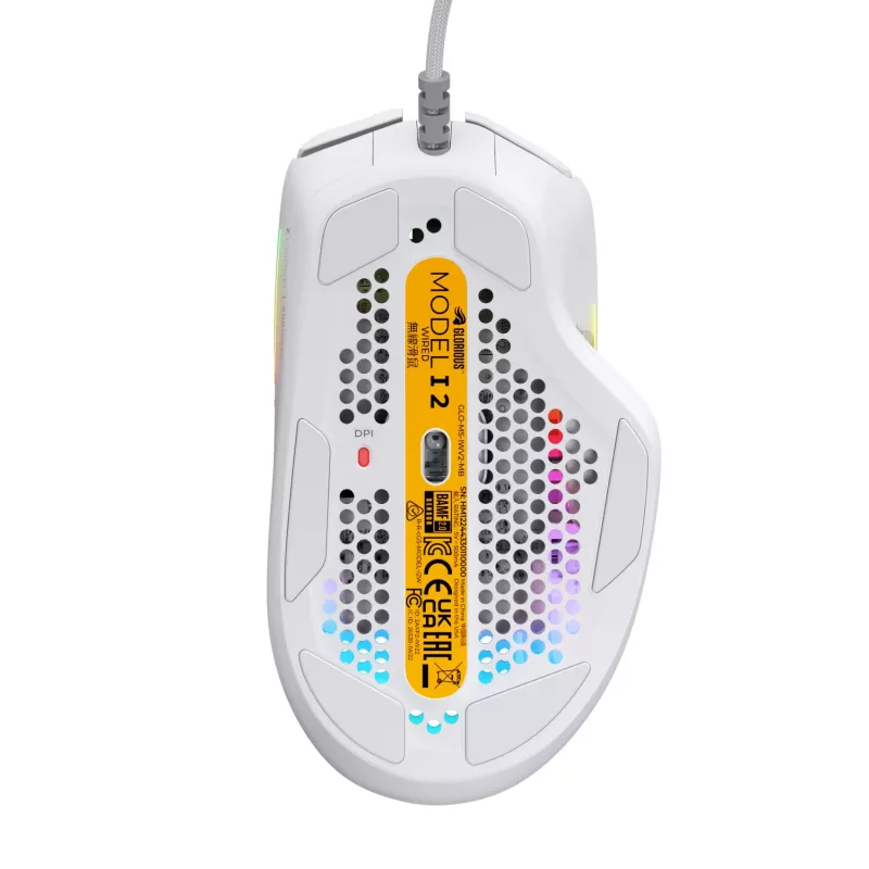 Glorious Gaming Glorious Model IV2 Vadu pele - Balta, Labā roka, Optiska, USB Type-A, 26000 DPI, Balta