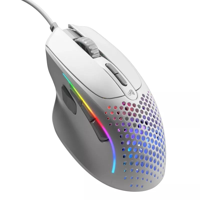 Glorious Gaming Glorious Model IV2 Vadu pele - Balta, Labā roka, Optiska, USB Type-A, 26000 DPI, Balta