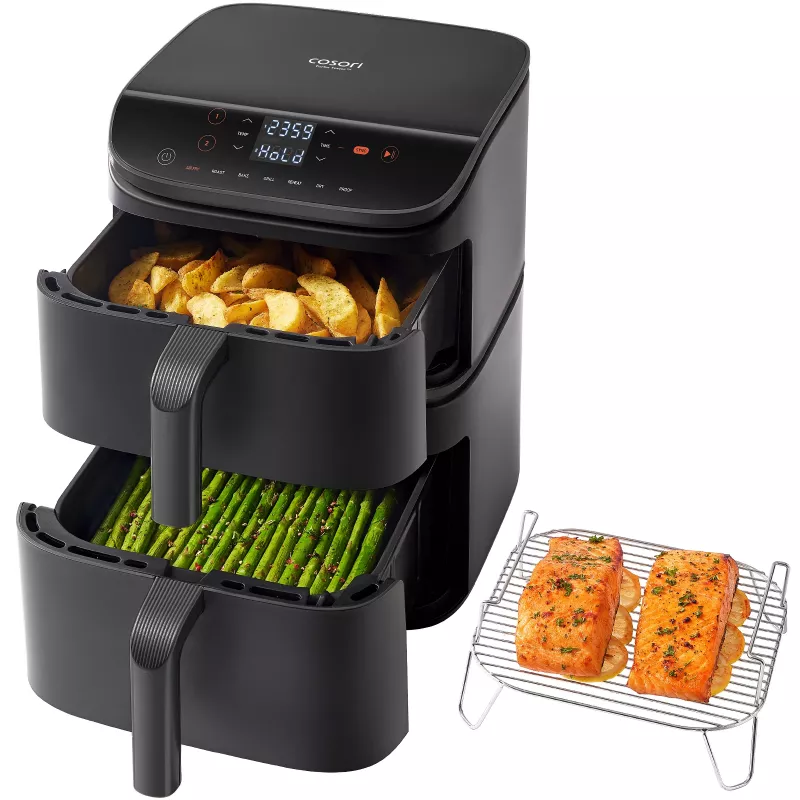 Cosori Turbo Tower Double 10,8 L brīvi stāvoša 2630 W karstā gaisa fritieris Melna