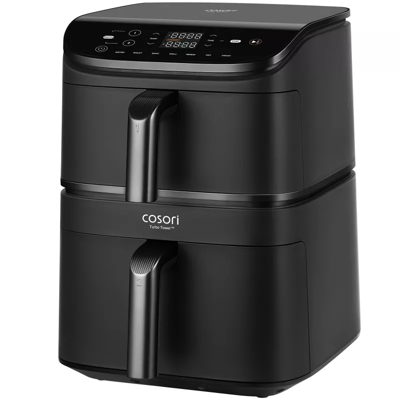 Cosori Turbo Tower Double 10,8 L brīvi stāvoša 2630 W karstā gaisa fritieris Melna
