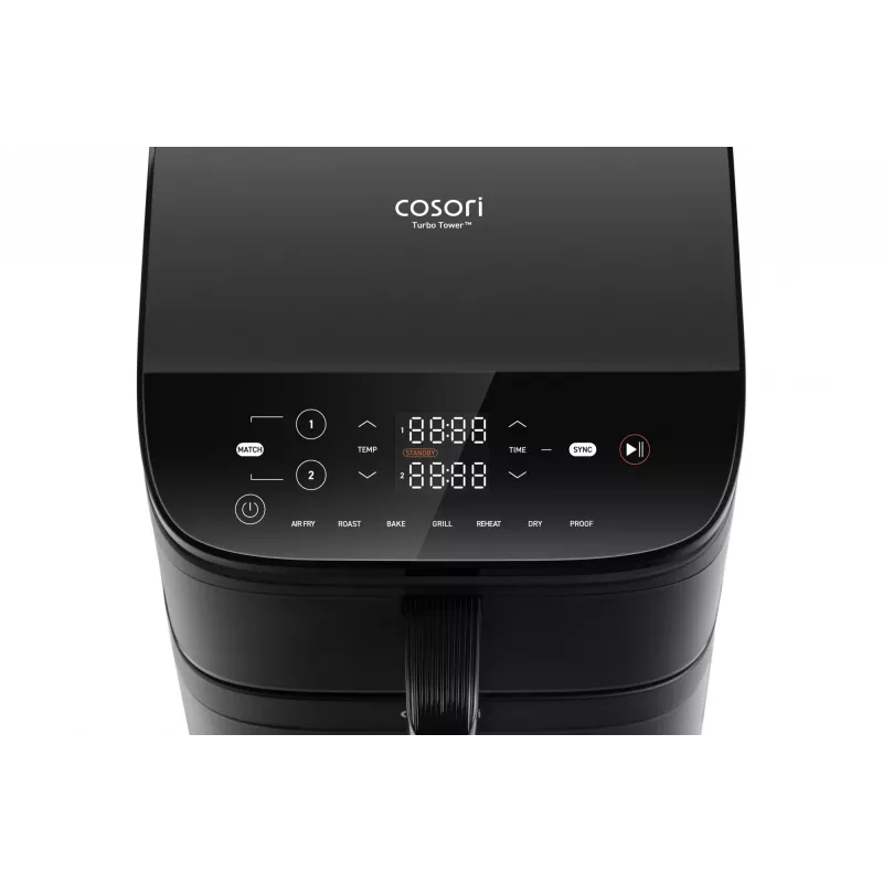 Cosori Turbo Tower Double 10,8 L brīvi stāvoša 2630 W karstā gaisa fritieris Melna