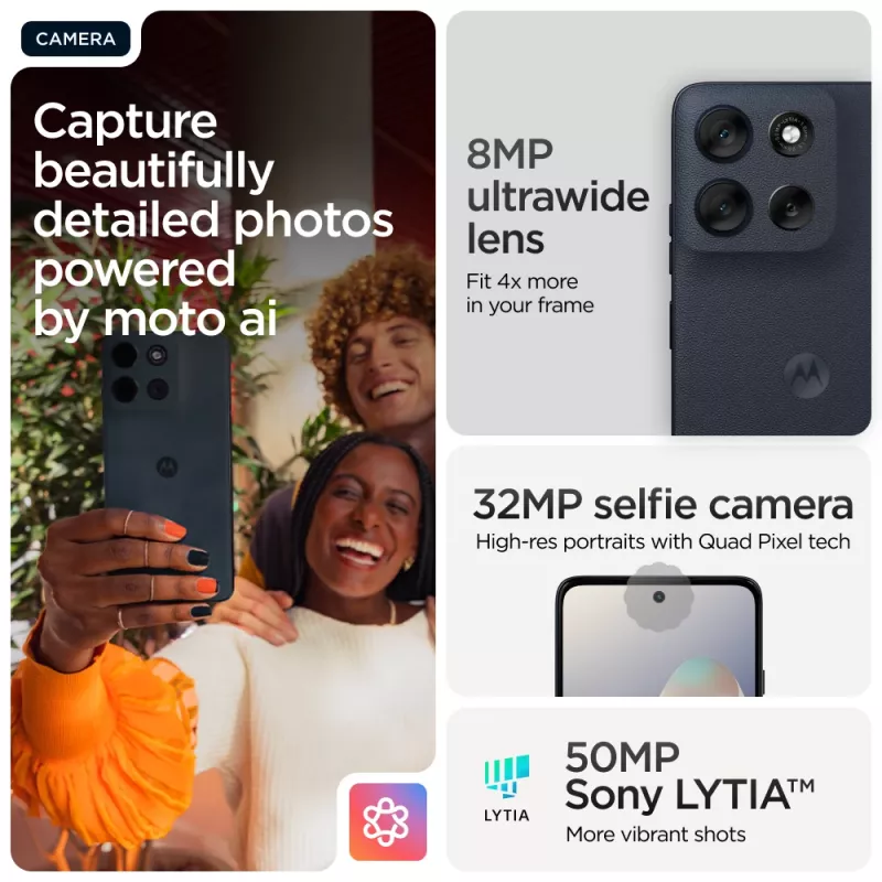 Motorola moto g56 5G 17.1 cm (6.72 collas) Hybrid Dual SIM Android 15 USB Type-C 8 GB 512 GB 5200 mAh Melna