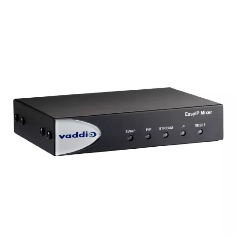 Vaddio EasyIP mikseris, 1920 x 1080 pikseļi, 60 kadri/s, 20–20000 Hz, 0,02%, melns, CE, FCC, TAA