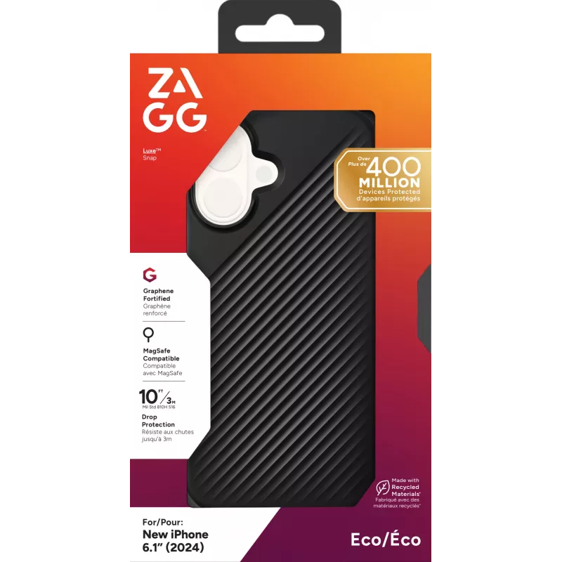 ZAGG Cases Luxe Snap Apple iPhone 16 Melns, Cover, Apple, iPhone 16, 15.5 cm (6.1 inch), Melns