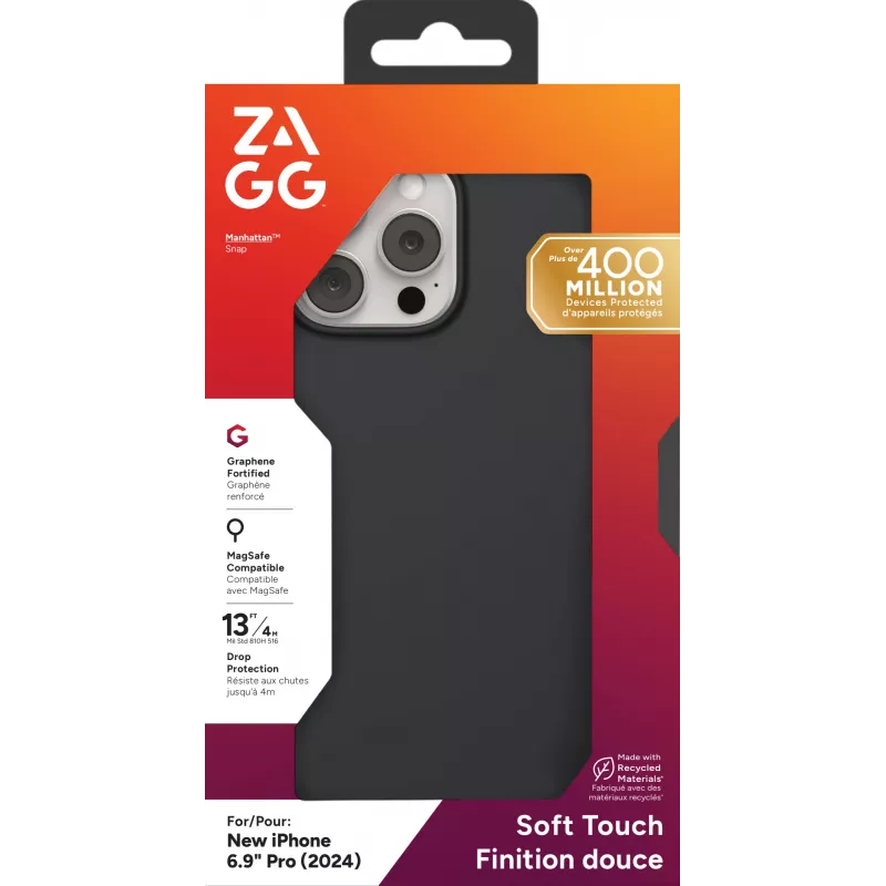 ZAGG Cases Manhattan Snap Apple iPhone 16 Pro Max Melns, Cover, Apple, iPhone 16 Pro Max, 17,5 cm (6,9 collas), Melns