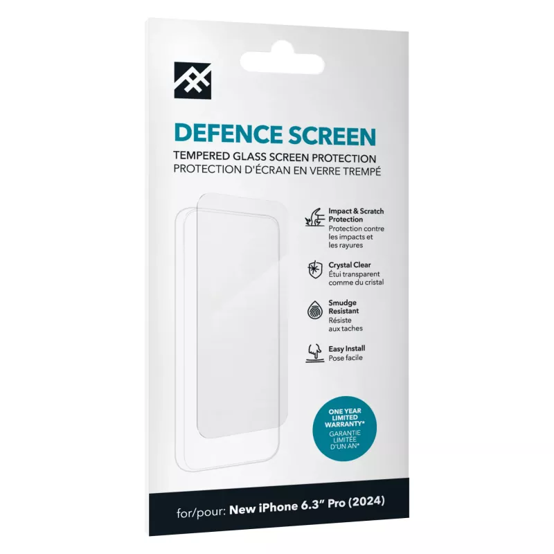 IFROGZ IF Defence Glass Apple iPhone 16 Pro Screen INTL, Apple, iPhone 16 Pro, Triecienizturīgs, Eļļas izturīgs, Skrāpējumizturīgs, Caurspīdīgs, 1 gab.